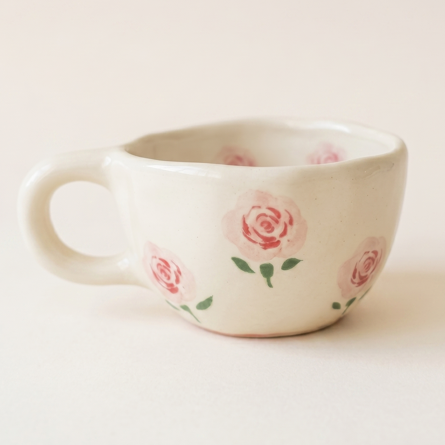 Floral Milk Ceramic Mug Rose Bloom variant - MoriMori Home