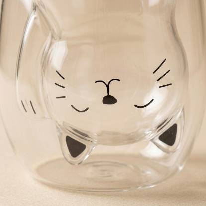 Lucky Cat Double-Layer Glass Cup