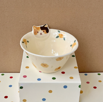 Cat Style Hand-Shaped Irregular Ceramic Bowl · 5”