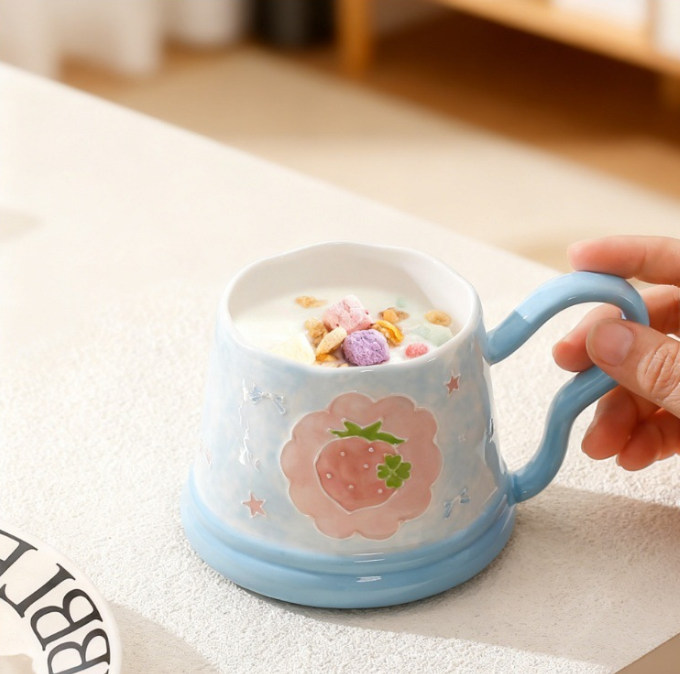 Strawberry Blossom Ceramic Mug lifestyle - MoriMori Home