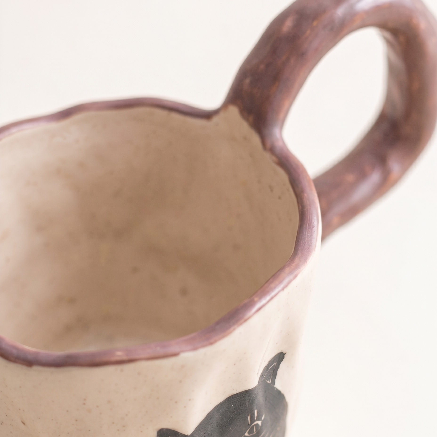 Shadow Cat Hand-Kneaded Ceramic Mug detail - MoriMori Home