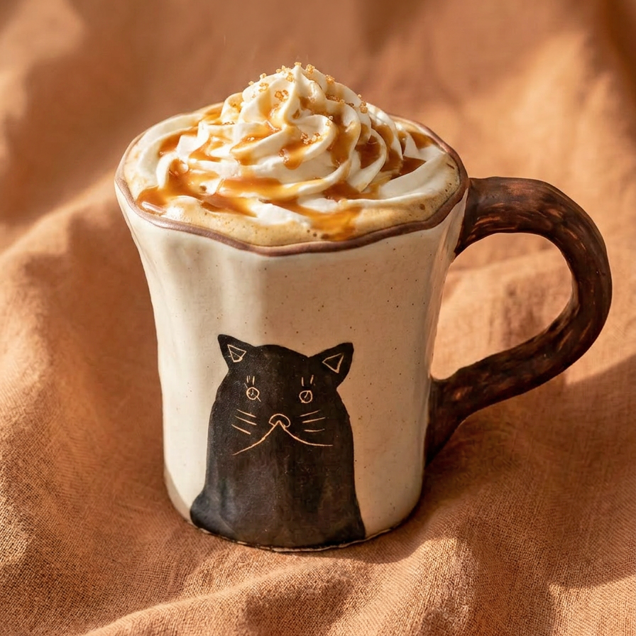 Shadow Cat Hand-Kneaded Tall Ceramic Mug · 5 oz