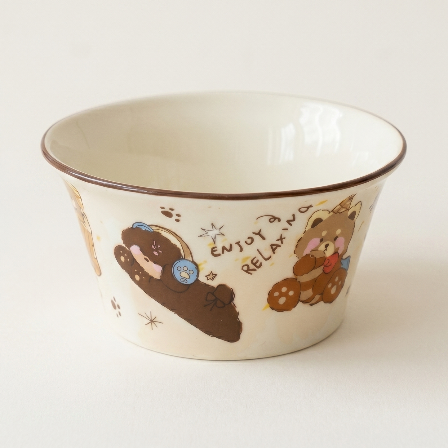 Shopping Bear Illustrated Ceramic Bowl variant - MoriMori Home