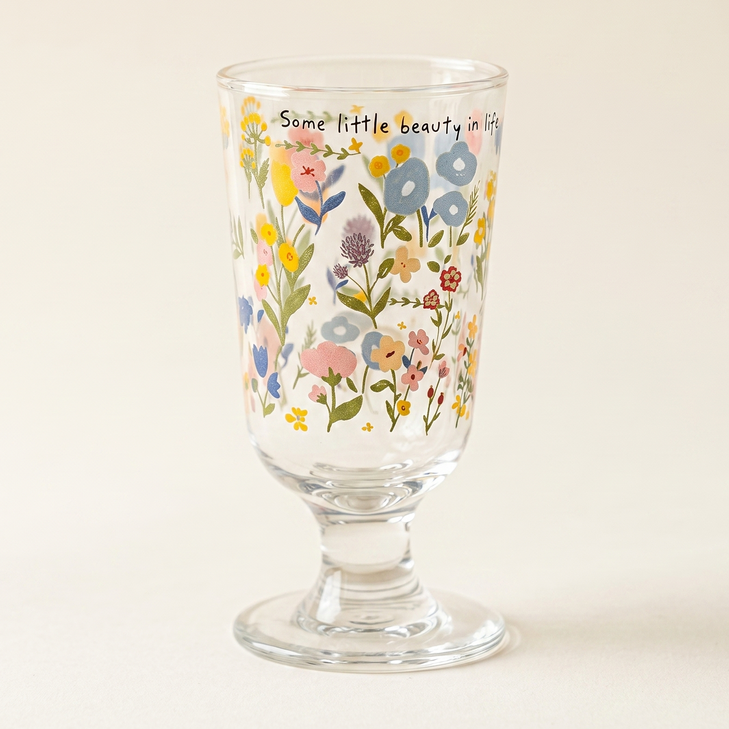 Spring Flower Goblet Glass Cup 8.5oz