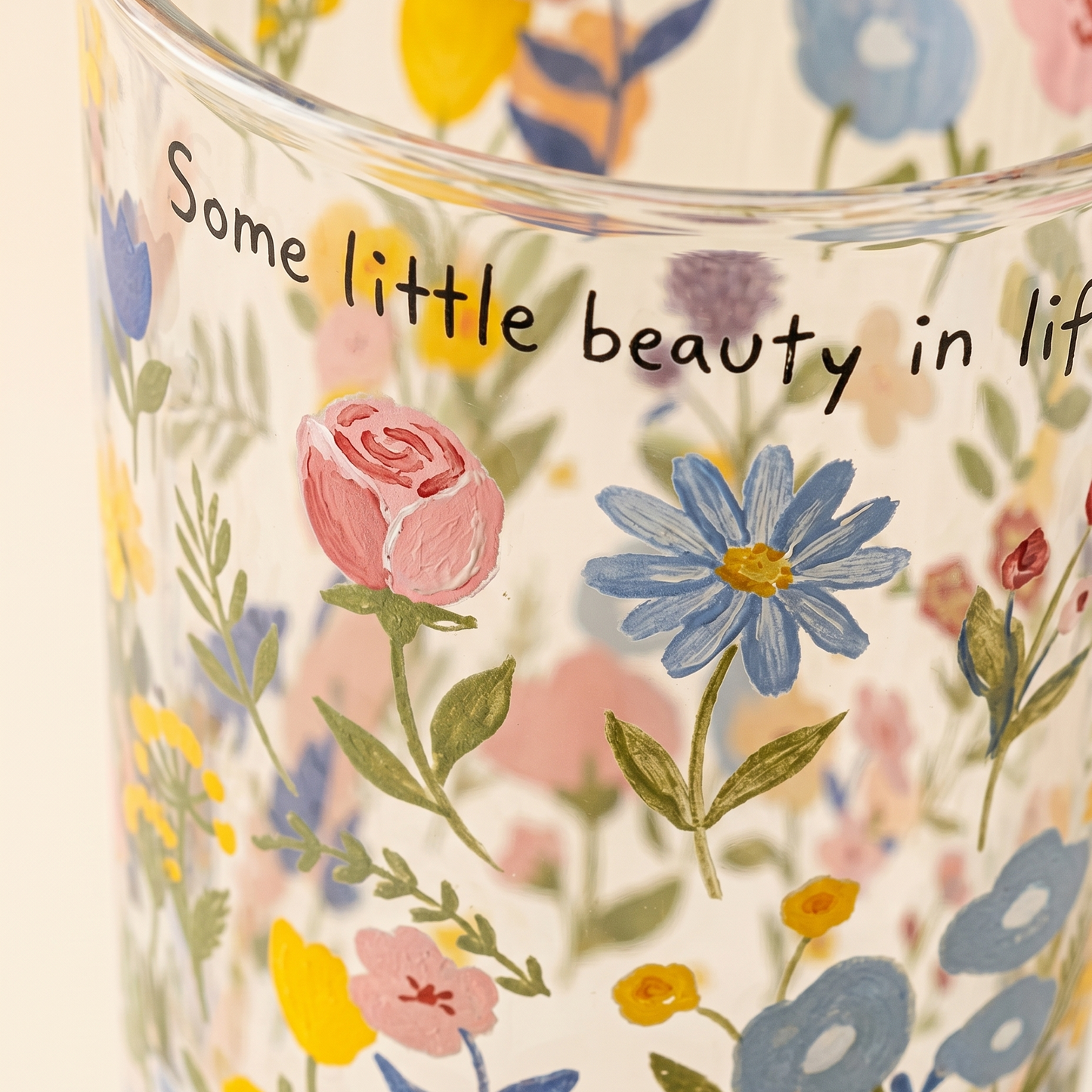 Spring Flower Goblet Glass Cup detail - MoriMori Home