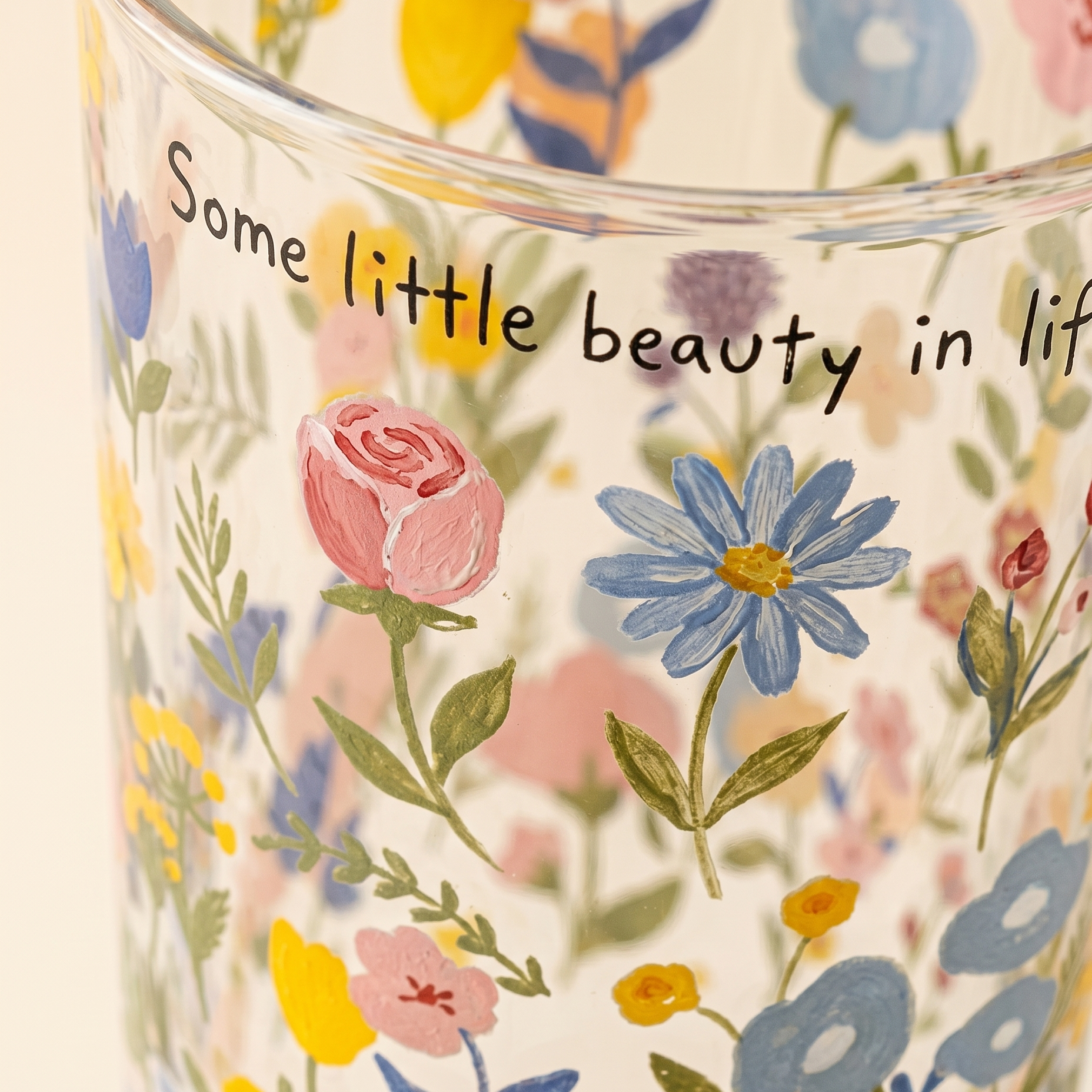 Spring Flower Goblet Glass Cup detail - MoriMori Home