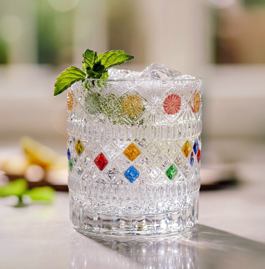 Star Diamond Hand-Painted Whiskey Glass 10oz