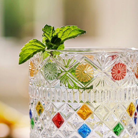 Star Diamond Hand-Painted Whiskey Glass 10oz