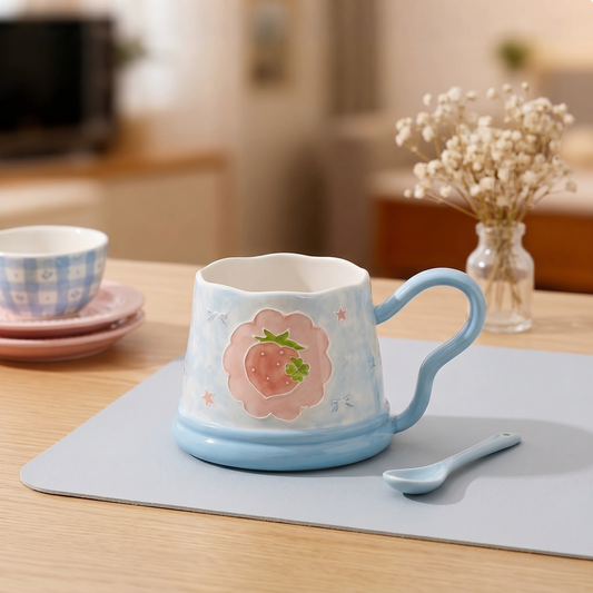 Strawberry Blossom Single Mug · 13oz Blue Pink