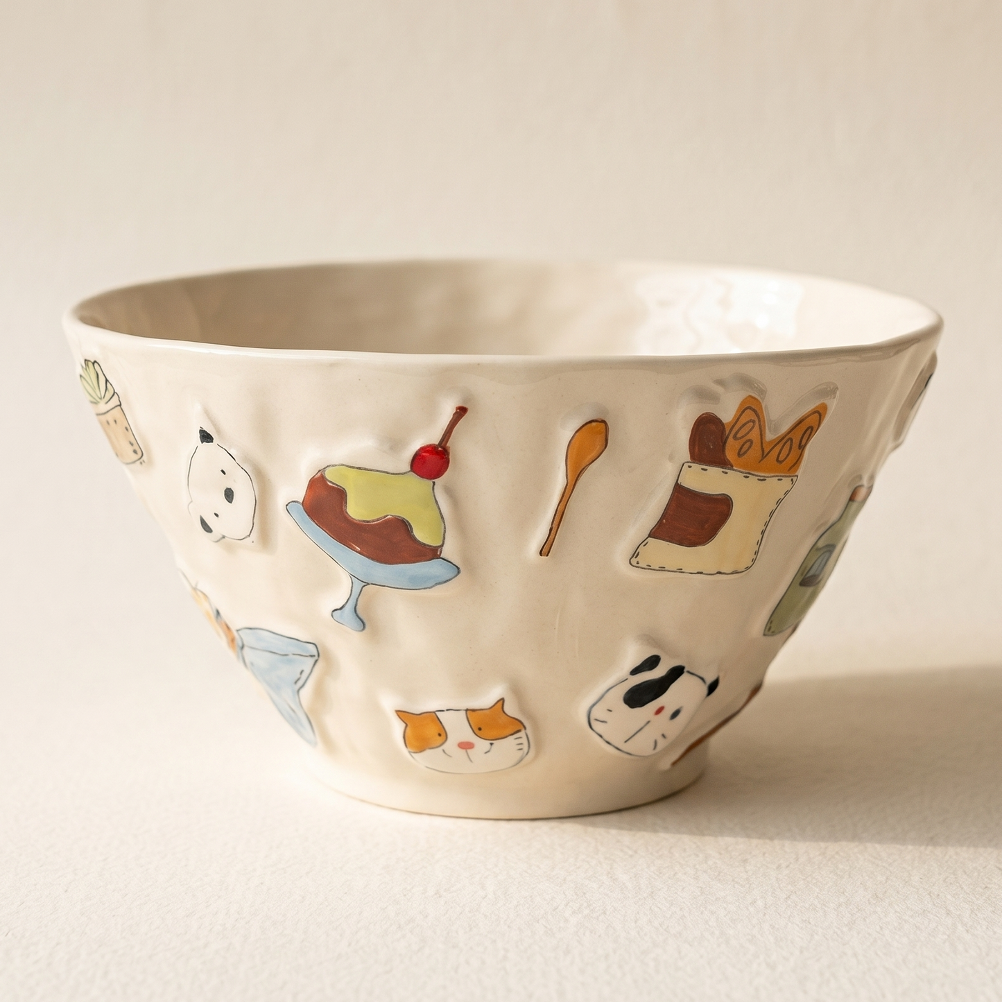 Summer Party Deep Rice Ceramic Bowl · 7.5"