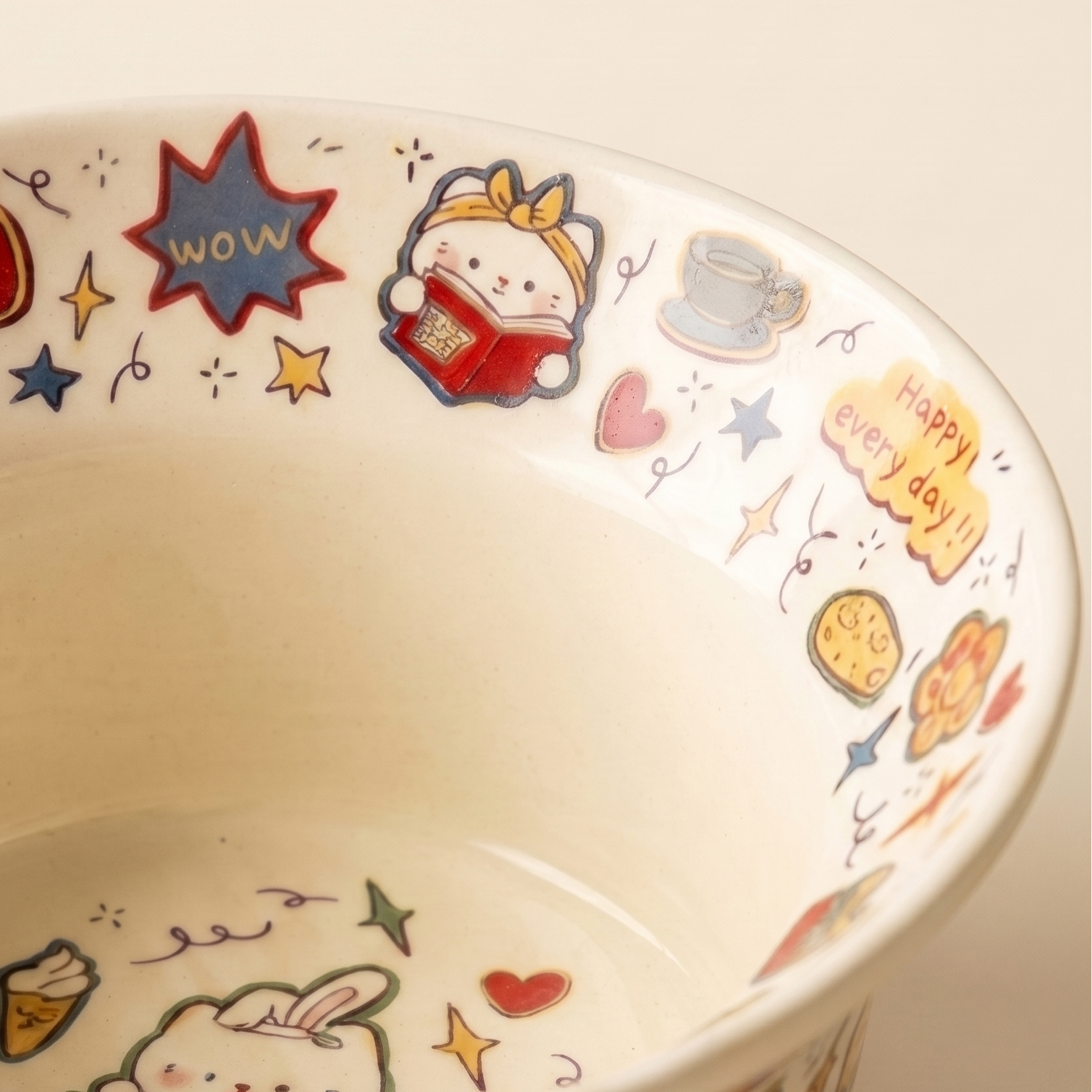 Creamy Ceramic Yogurt Bowl Panda variant - MoriMori Home