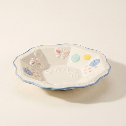 Underglaze Cartoon Ceramic Deep Plate 8.5 inch raised edges - MoriMori Home