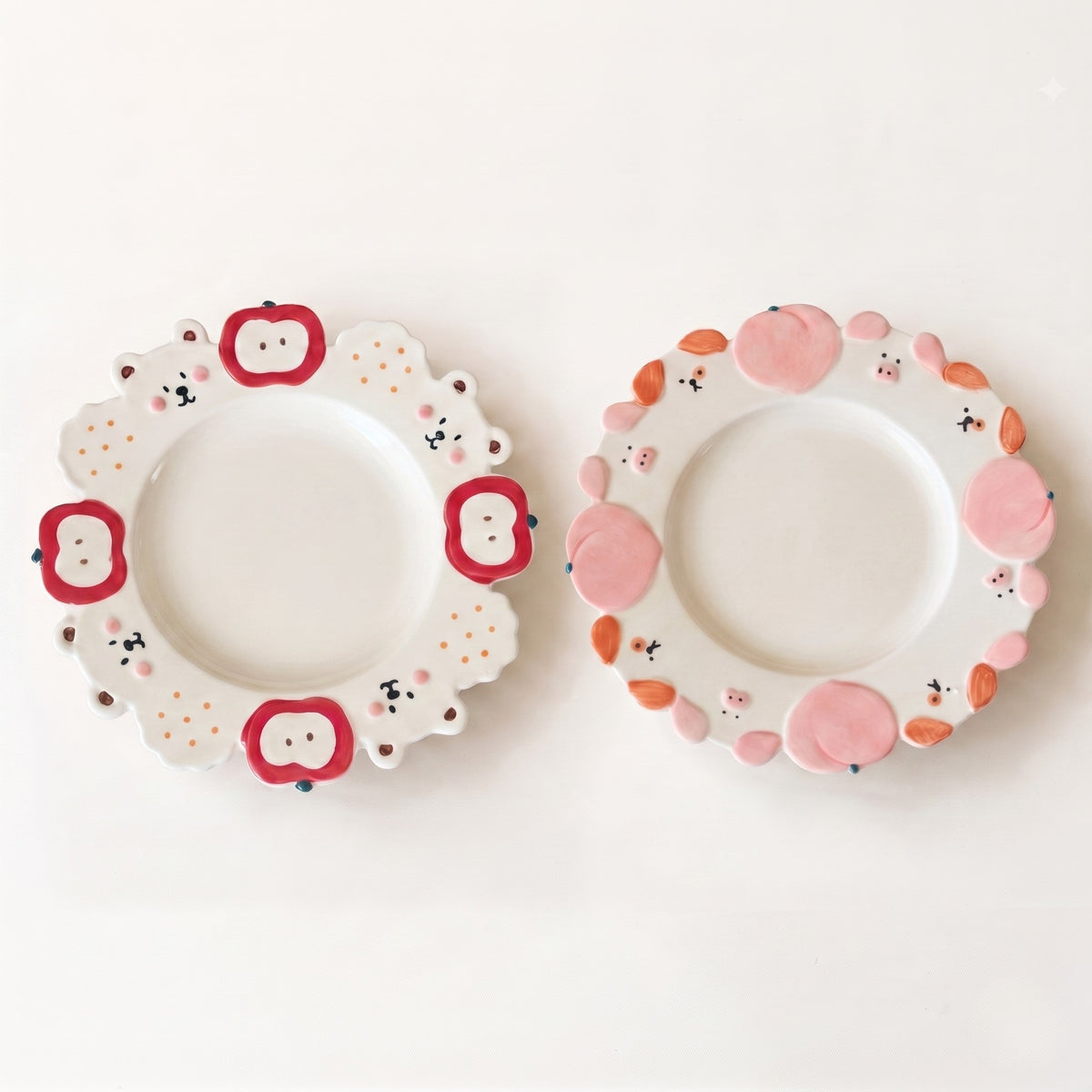 Cute Piggy Bear Ceramic Plate · 7.8”