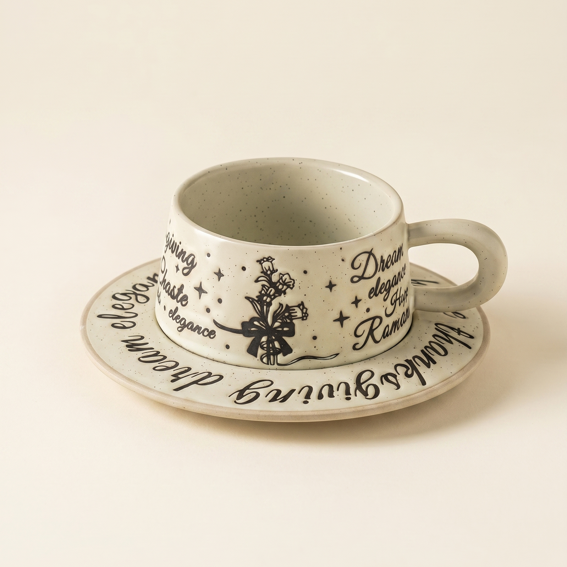 Vintage Clay Mug and Saucer 8.5oz | MoriMori Home