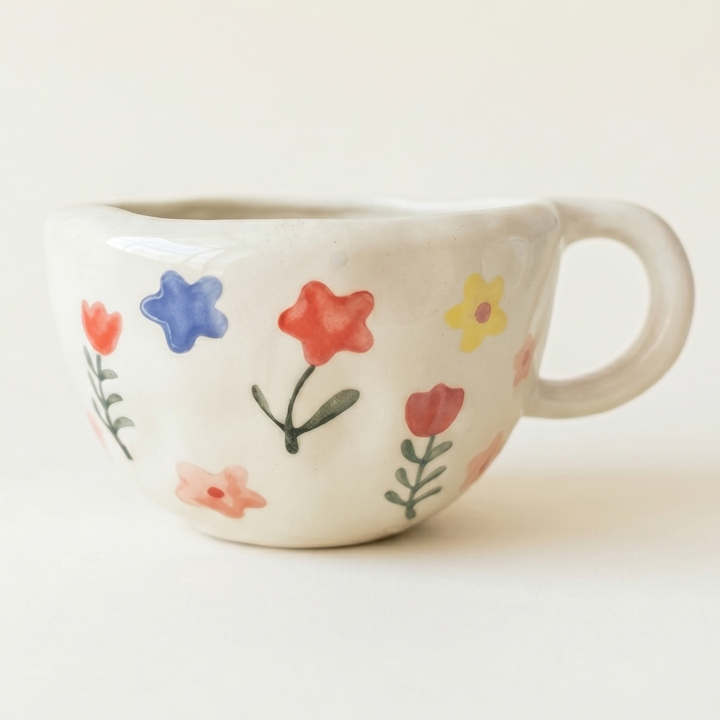 Floral Milk Ceramic Mug · 10 oz
