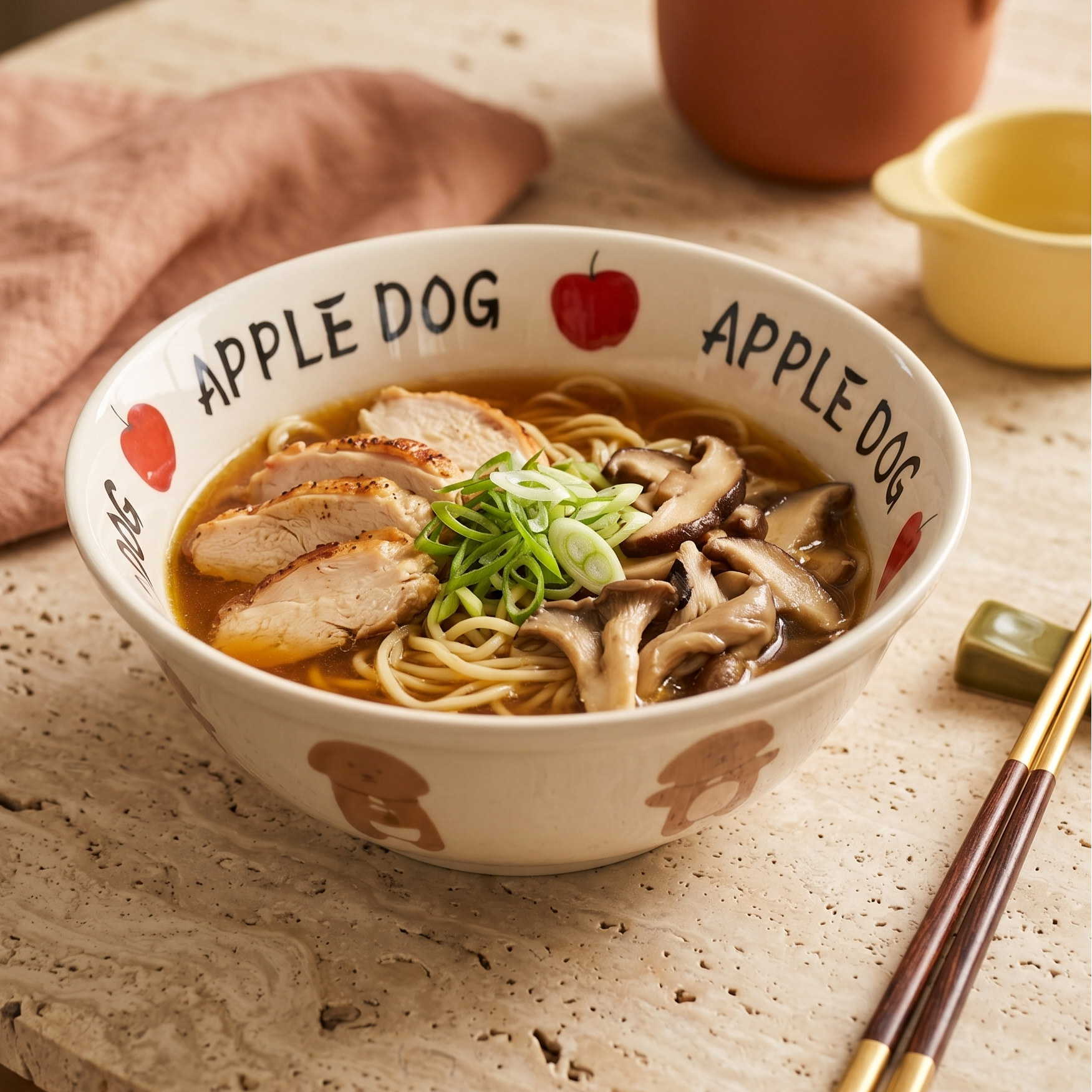 Puppy Ramen Ceramic Bowl Apple variant - MoriMori Home