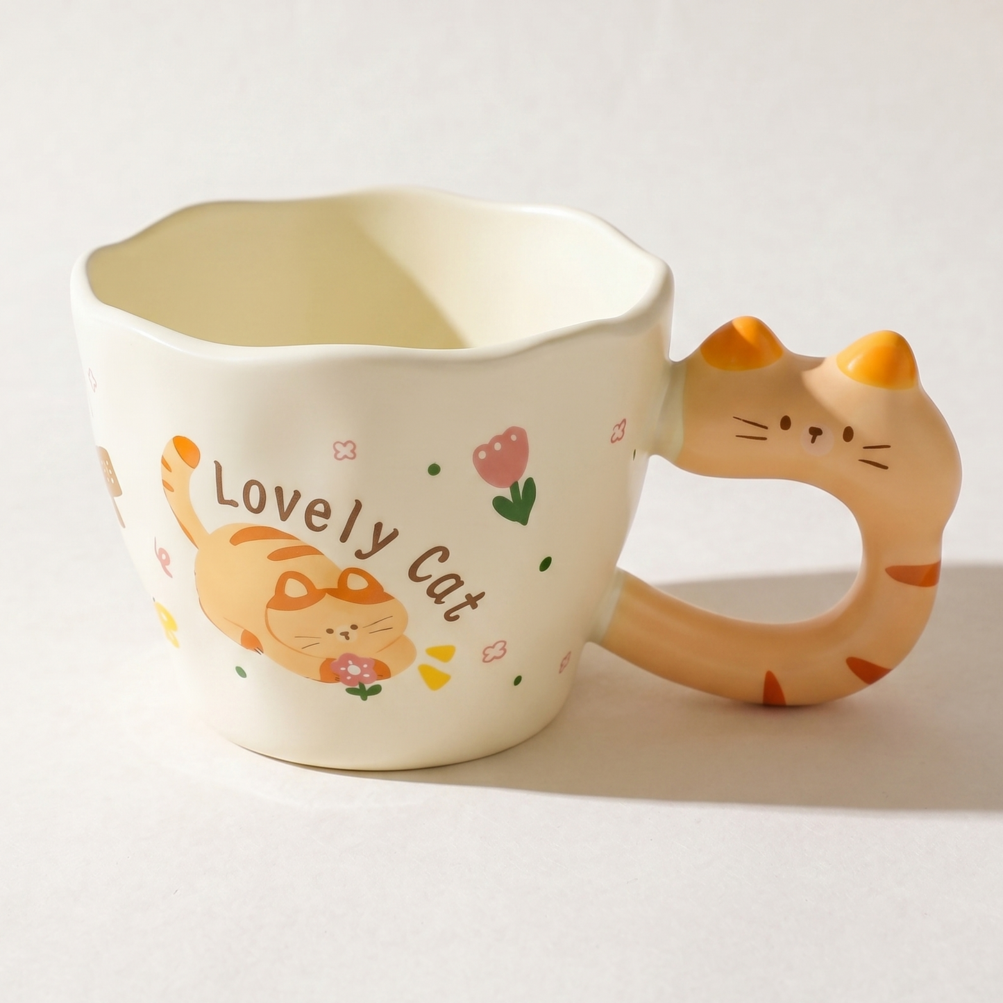 Cutie Cat Ceramic Mug styled - MoriMori Home